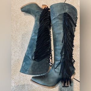 Dingo over the knee tall fringe cowboy boots